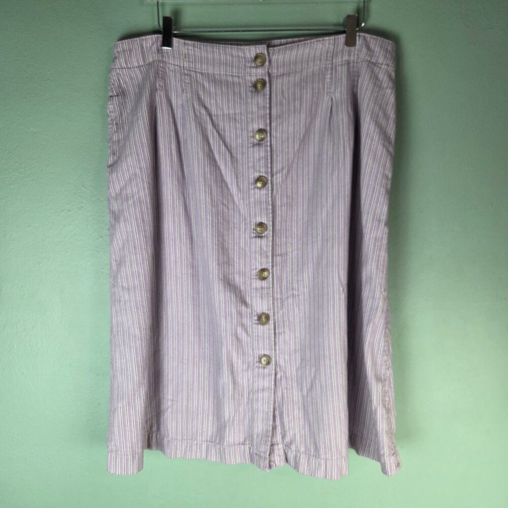 Madewell Womens Patio Button Front Midi Skirt 18 Lilac Stripe Soft Feminine